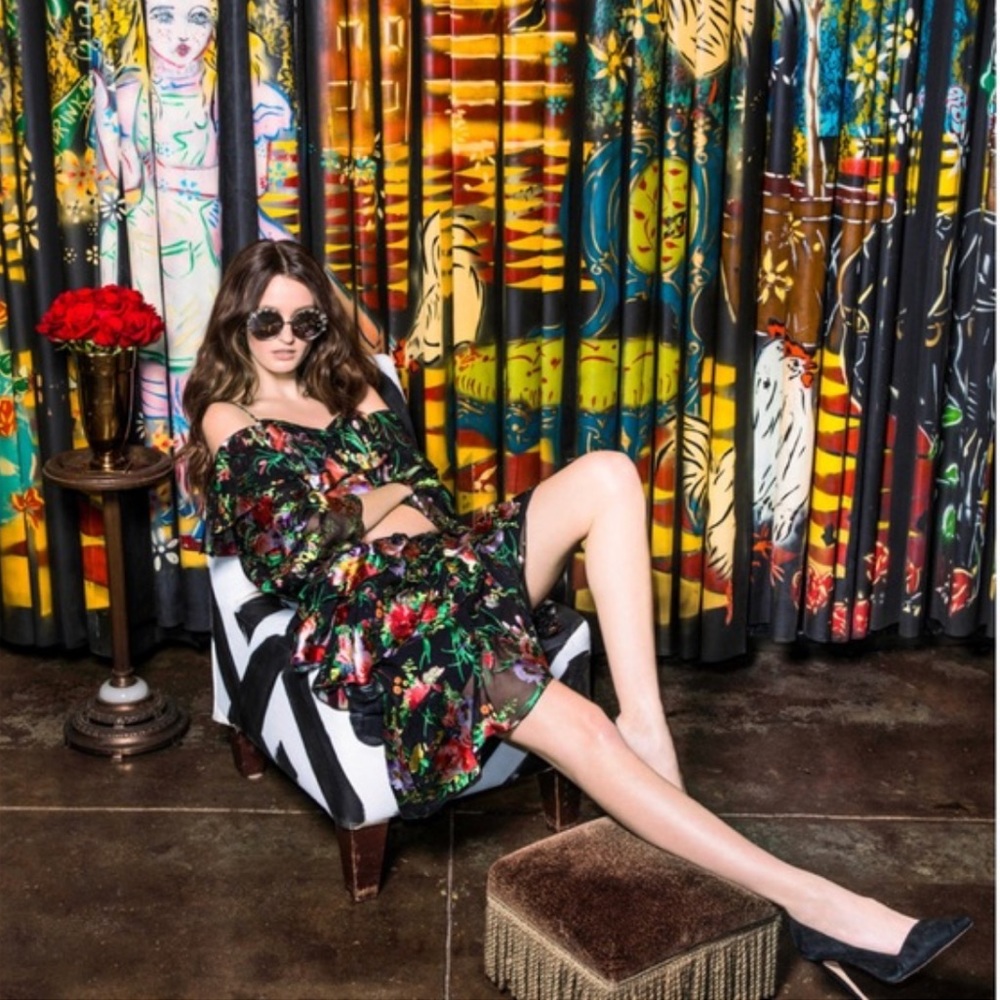 Alice & Olivia Florentina Cold Shoulder Ruffle Dress